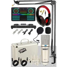 Meks Midex Cx1 Effective Set-2 Efektli Ses Kartı Mikrofon Kulaklık Stand Kayıt Canlı Yayın Seti (Pc ve T