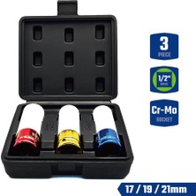 Meks Workpro WP202591 17/19/21MM 3 Parça 1/2‘’ Cr-Mo Profesyonel Darbeli Derin Lokma Seti