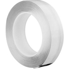 Meks Çift Taraflı Nano Bant Güçlü Yapıştırma Bandı Şeffaf 18 mm x 2 Metre Suya Dayanıklı Yıkanabilir