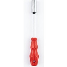 Meks Lokma Uçlu Tornavida, Ergonomik Kırmızı Plastik Saplı, Metal Mil, Altıgen Somun Sıkıcı, Hobi ve Ev