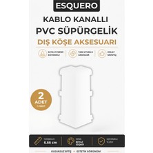 AGK Esquero Kablo Kanallı PVC Süpürgelik Dış Köşe Aparatı 6.66 cm Beyaz ESQ601 2 Adet