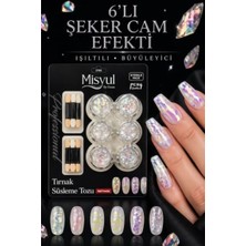 Ocean Misyul Şeker Cam Efekti Tırnak Süsleme Tozu Seti Kristal Yansımalı Nail Art Seti 6'lı