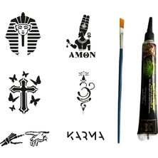 Meks Farklı Inançlar Tüp Kına ve Fırça Hediyeli Tattoo Geçici Dövme Seti