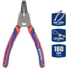 Meks Workpro WP231151 180MM Cr-V Eğri Uçlu Yaylı Profesyonel Dış Segman Pensesi, Kauçuk Saplı