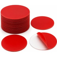 Meks Alper Banyo 50 Adet 35X35 mm Oval Şeffaf Yapışkan Bant, Kırmızı Koruyucu Filmli Güçlü Montaj Pedi,