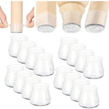 Meks Yenigeldi 36 Adet (3cm - 3,5 Cm) Keçeli Silikon Yarı Saydam Mobilya Sandalye Kaydırmaz Zemin Koruyu