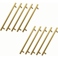 Meks Alteta Gold Altın 224 mm 10 Adet Set Metal Mobilya Kulp Mutfak Dolap Çekmece Dolabı Kapak Kulpları
