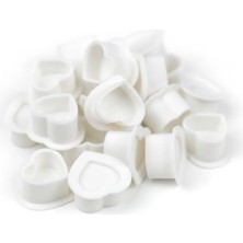 Mey İthalat Silikon Kalp Boya Potası - Beyaz - 25 * 25 mm 100 Adet