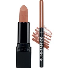 Meks Avon Ultra Mat Ruj Au Naturale ve Glimmerstick Dudak Kalemi Nude Paketi