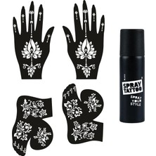 Meks Lotus Model El Ayak Geçici Dövme Seti Spray Tattoo Dark Siyah Renk