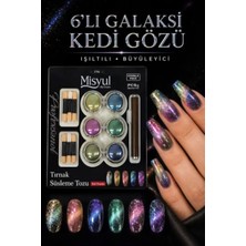 Ocean Misyul 6'lı Galaksi Kedi Gözü Oje Etkisi Cat Eye Toz Seti Mıknatıs Hediyeli Manyetik Nail Art Süsleme Kiti