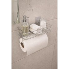 Meks Sas Haus Yapışkanlı Raflı Kağıt Rulo Havluluk Peçetelik Havlu Kağıtlık Krom Banyo Mutfak Düzenleyic