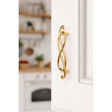 Meks 5'li Parlak Altın Dekoratif Kulp 96 mm – Modern & Zarif Mobilya Kulpu (5’li Paket) | 566/096/13