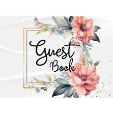 Meks Independently Published Guest Book: Pink Floral Elegant Gold Frame White Theme For Wedding, Celebra