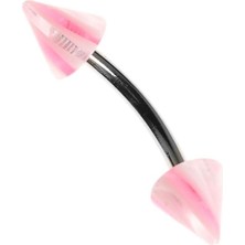 Mey İthalat Rouge Moulin Curved Barbel Çelik Spike Piercing TDGR00894, Pembe
