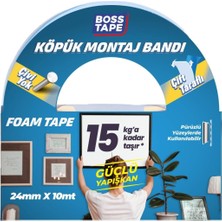 Meks Boss Tape 15 kg Çift Taraflı Köpük Aksesuar Montaj Bandı 24 mm x 10M