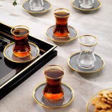 Meks Schafer Tommy 6 Lı Cam Çay Seti 12 Parça-Siyah