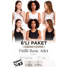 Loule Kadın 6 Adet %93 Viskon Kalın Askılı Basic Atlet - 6'lı Avantaj Paketi