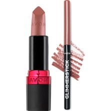 Meks Avon Ultra Mat Ruj Nude Suede ve Glimmerstick Dudak Kalemi Blushed Nude Paketi