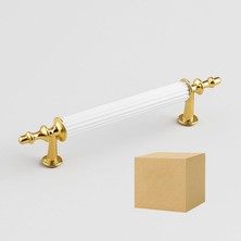 Meks Ovacık 10 Adet Gold Altın Beyaz 96 mm Metal Kulp Mobilya Çekmece Dolap Kapak Kulpu Kulbu Kulpları