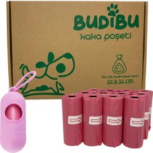 Meks Kedi Köpek Kaka Poşeti Evcil Hayvan Dışkı Kaka Torbası Taşıma Kapsülü ve 12 Rulo (180 Poşet) (Pembe