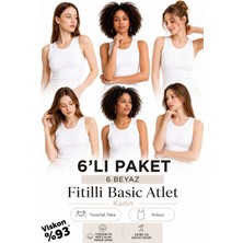 Loule Kadın 6 Adet %93 Viskon Kalın Askılı Basic Atlet - 6'lı Avantaj Paketi
