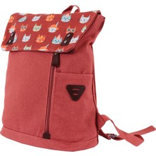 Meks Biggdesign Cats Vintage Su Geçirmez Kumaşlı 15 Inç Laptop Uyumlu Okul Sırt Çantası Pembe