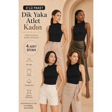 Loule Kadın 4 Adet Dik Yaka Kolsuz Pamuk & Modal Esnek Basic Atlet - 4'lü Avantaj Paketi