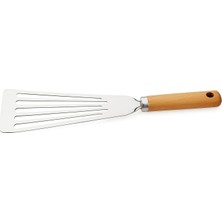 Mey İthalat Bambu Saplı Paslanmaz Çelik Pizza Servis,kızartma ve Izgara Spatulası,pişirme Çevirme Döndürme,kızartama ve Izgara Için Oluklu Spatula,pizza Servis Spatulası,velor Home.