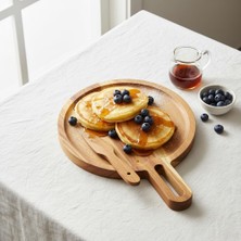 Mey İthalat Deconox Doğal Akasya Yuvarlak Peynir Sunum Tahtası ve Bıçak Seti – 19 cm Ahşap Servis Tepsisi, Yanında Özel Peynir Bıçağı Ile (2 Parça Mini Set)
