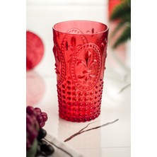 Bezos Akrilik Kırmızı 6'lı Uzun Bardak & Su Meşrubat Bardağı 750 ml ( Büyük Boy & Cam Değildir )
