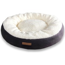 Mey İthalat Çift Renkli Simit Kedi ve Küçük Irk Köpek Yatağı – Çıkarılabilir Yastıklı, Yıkanabilir, Yumuşak Velsoft & Polar Kumaş, 55 cm