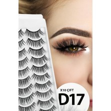 Mey İthalat Ruby Face Doğal Görünümlü Ipek Bütün 10LU Takma Kirpik Seti- 10 Çift Gerçek Takma Kirpik- Model: D17