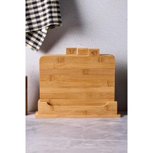 Mey İthalat Porsima 16668 Piero Bambu 3lü Standlı Kesme Tahtası Seti Kesim Panosu Ahşap Kesme Tahtası 32CM
