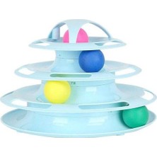 Mey İthalat Miapet Tower Of Tracks 4 Katlı Yuvarlak Kedi Oyuncağı 24 x 13 cm Turkuaz