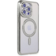 Bezos iPhone 14 Pro Kılıf Joke Simli Magneticsafe Kılıf - Gümüş