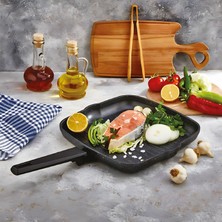 Mey İthalat Deconox Alüminyum Döküm Kare Izgara Tavası | Granit Kaplama Yapışmaz Yüzeyli | Et, Tavuk ve Sebze Için Ideal Mutfak Izgarası | 29CMX29CM Siyah