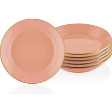 Mey İthalat The Mia Basic Yemek Tabağı 6 Lı Set Somon Pembe - 20CM