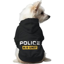 Mey İthalat Kedi ve Köpek Kıyafeti & Elbisesi Siyah Hoodie Police K 9 Unit M