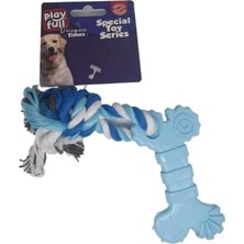 Mey İthalat Playfull PF-4052- Kemik Şeklinde Ipli Köpek Diş Kaşıma Oyuncağı 18 cm Çok Renkli
