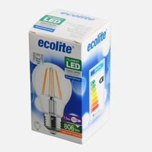 Ecolite Filament A60 7.5 W Beyaz Klasik E27 Duy LED Ampul (8'li Paket)