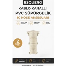 AGK Esquero Kablo Kanallı PVC Süpürgelik İç Köşe Aparatı 6.66 cm Çınar Bianco ESQ604 2 Adet