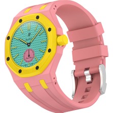 Teknook Ap-Swatch Royal Pop 3 Zore KRD-158 Silikon Kordon - Pembe-Sarı