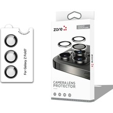 Teknook Galaxy Z Fold 7 Zore Cl-12 Premium Safir Parmak Izi Bırakmayan Anti-Reflective Kamera Lens Koruyucu - Siyah