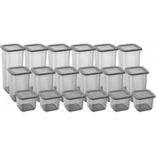 Alvera 18'li 3 Boy Kavanoz Seti & Saklama Kabı & Erzak Kabı 6X650/1300/1900 ml (40 Lı Etiket Hediyeli)
