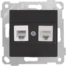 Mutlusan Rita Mekanizmalı Tuş Telefon Data Priz (RJ12 CAT5E) Siyah (8'li Paket)