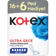 Kotex Ultra Dev Eko Gece Ped 16+6 (5'li Paket)
