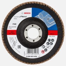 Bosch 125 mm 40 Kum Standard Seri Metal Için X431 Aluminyumoksit Flap Zımpara Diski (6'li Paket)