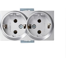 Mutlusan Rita Mekanizmalı Tuş 2'li Topraklı Priz Inox (5'li Paket)