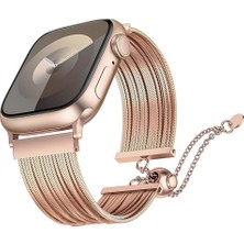Teknook Watch 10 42MM Zore KRD-137 Metal Hasır Kordon - Rose Gold